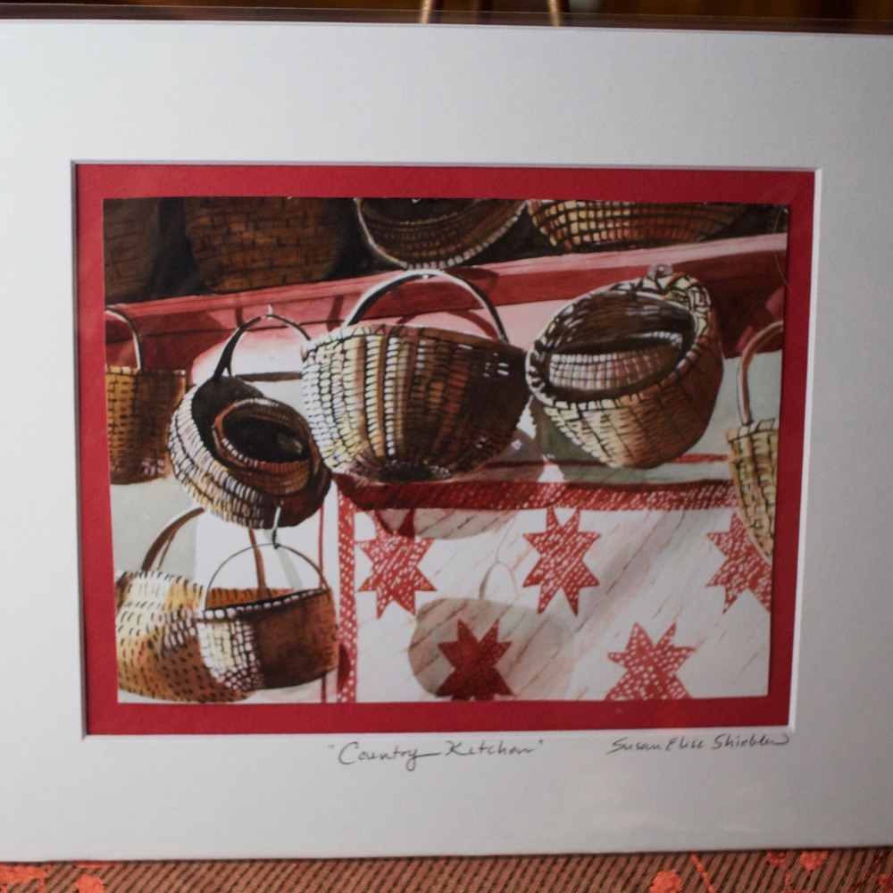 Watercolor  Quilt/Basket Print -"Country Kitchen"
